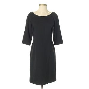 Abaete Black 3-4 Sleeves Scoop Neck Sheath Dress